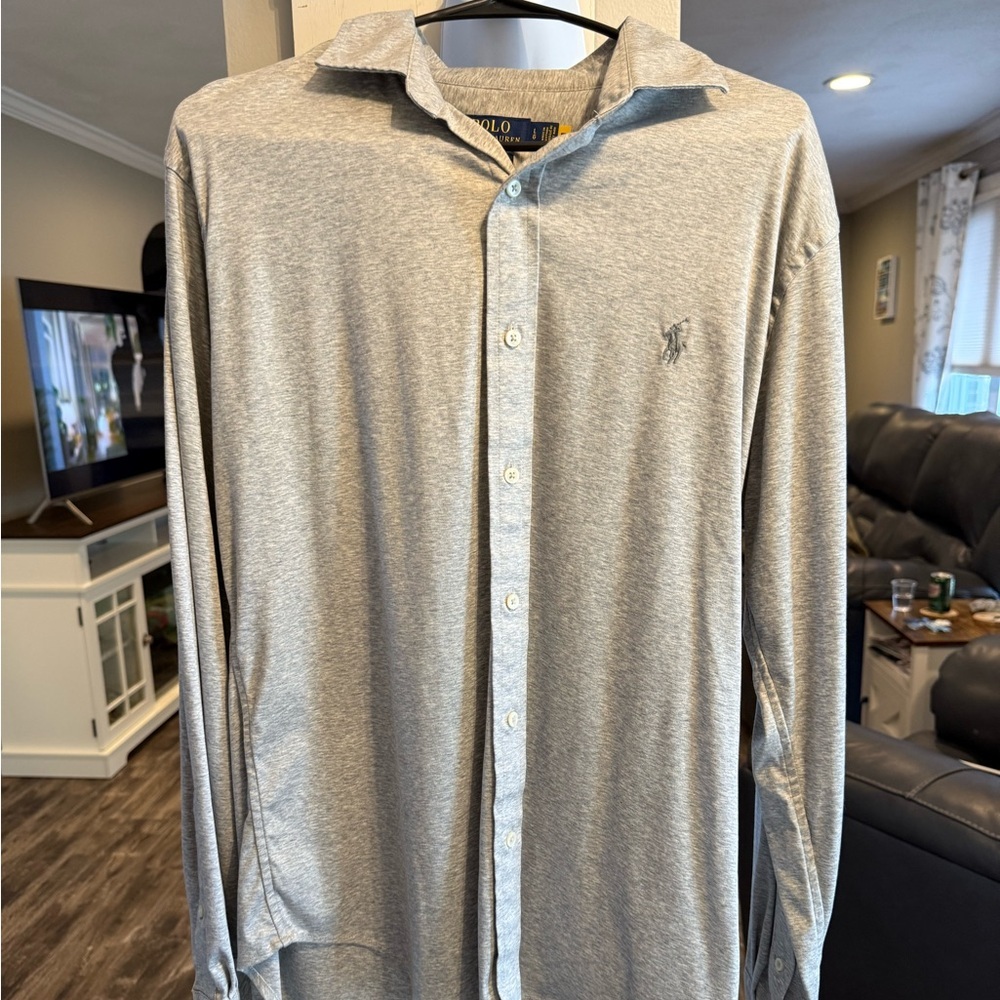 Polo by Ralph Lauren Gray Men's Shirt 🛍️large
